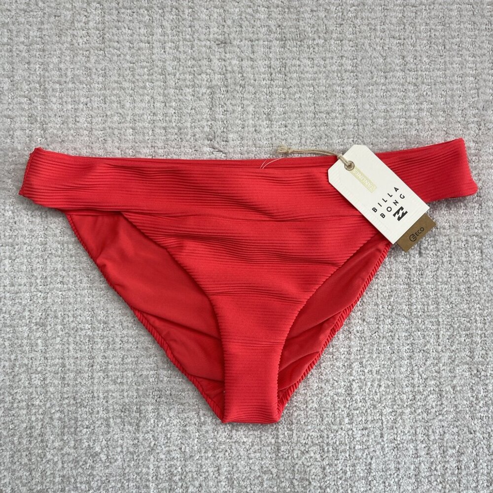 NWT Billabong Banded Tropic Bikini Bottom Hot Coral Tanlines Sz XL Summer Surf